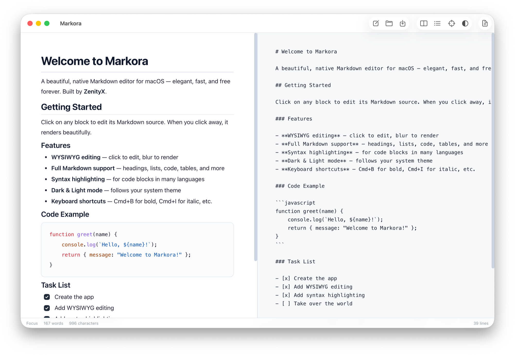 Markora Split Editor